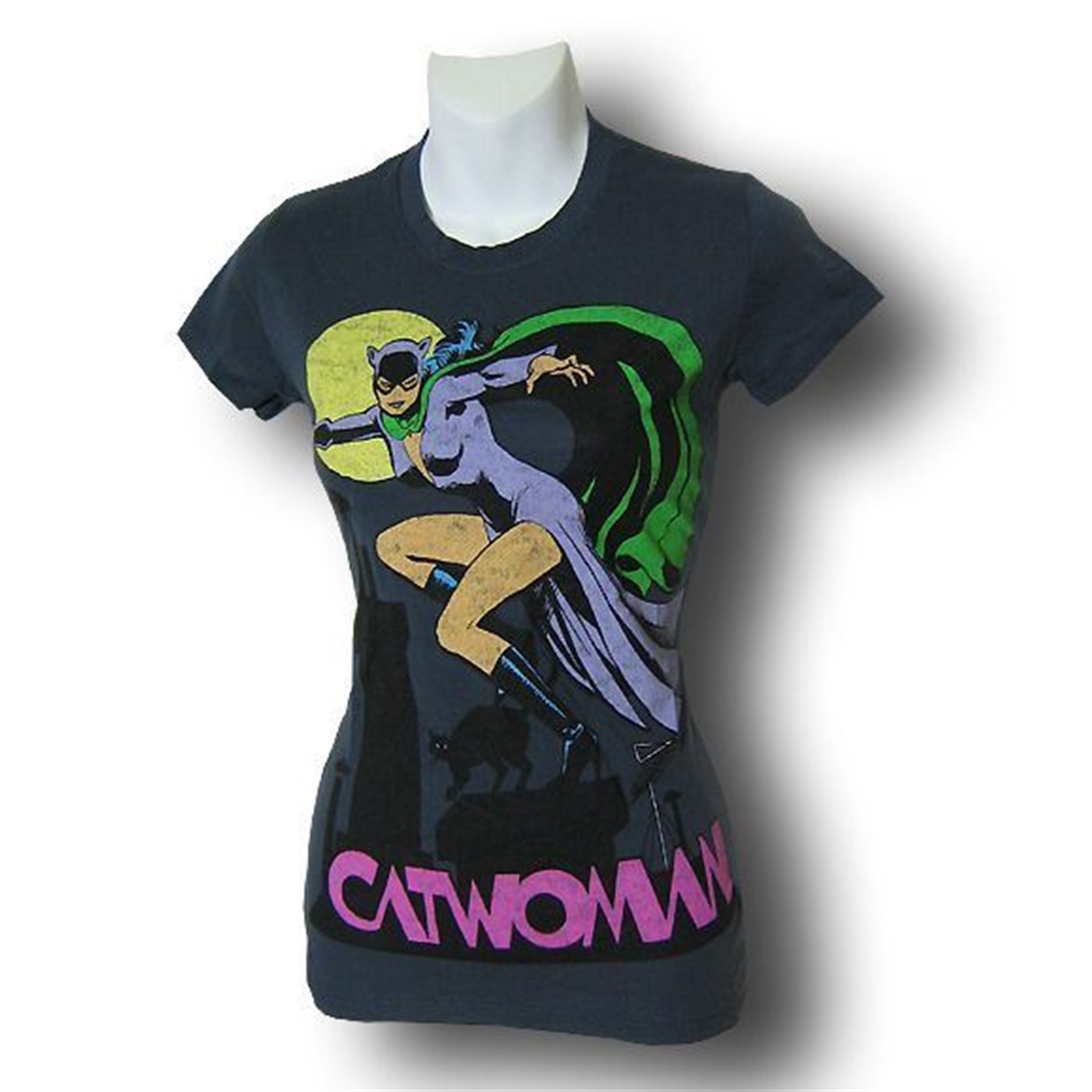 Catwoman Juniors Classic Rooftop T-Shirt, Grey