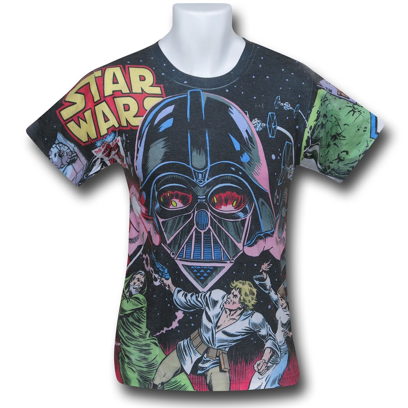 Star Wars Comic Vader Battle Sublimated T-Shirt, White