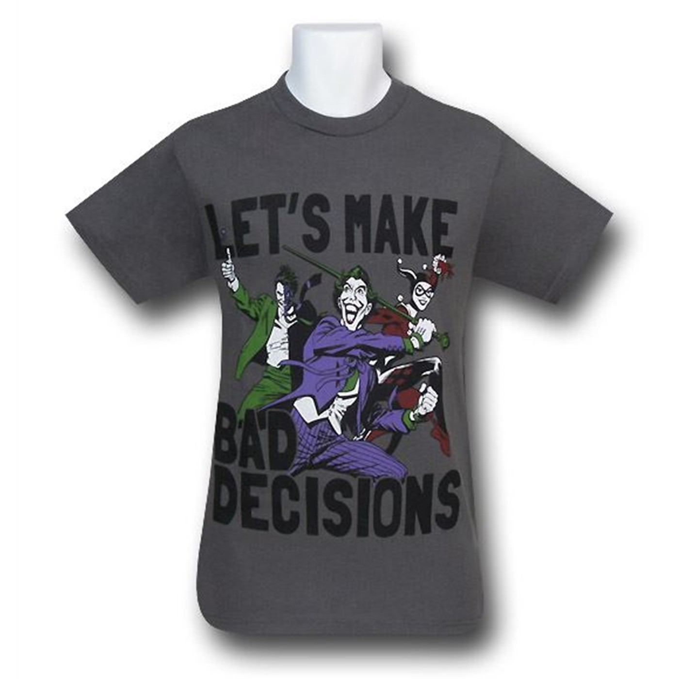 DC Villains Bad Decisions T-Shirt, Grey