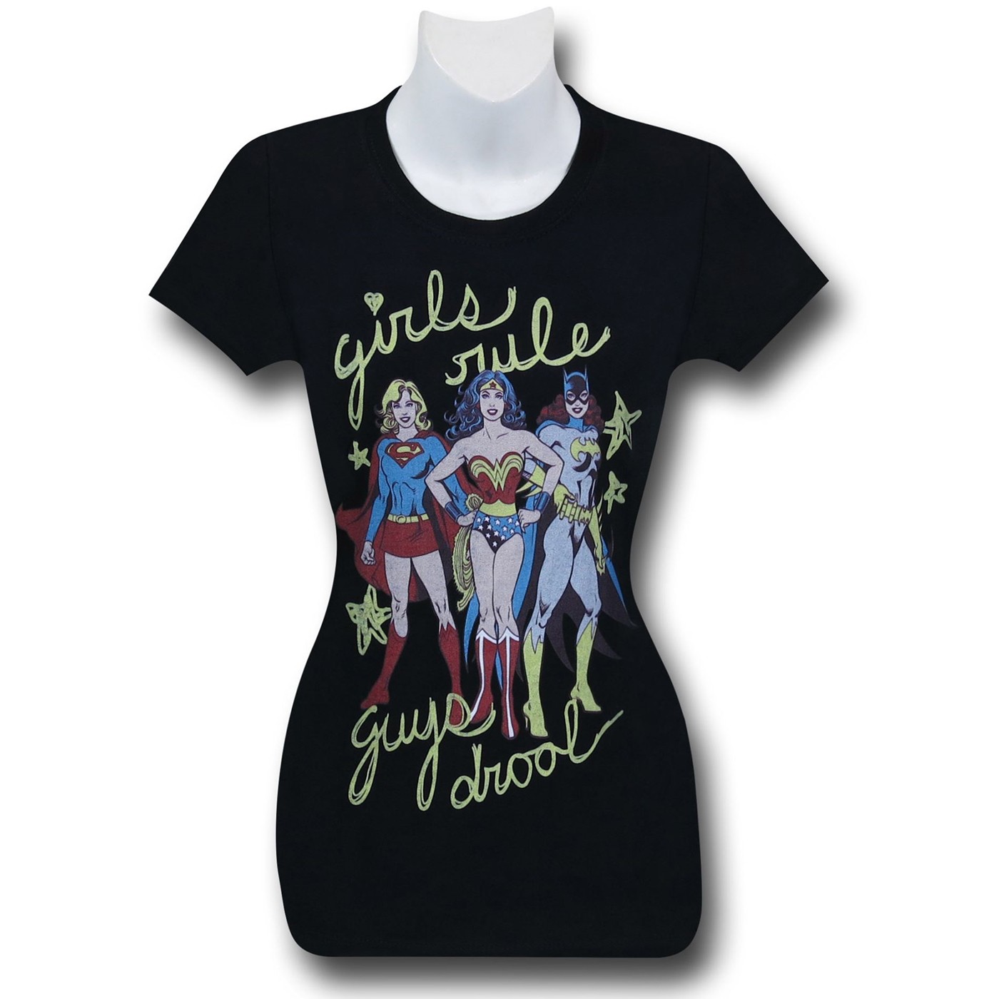 DC Superheroines Guys Drool Women's T-Shirt, Black