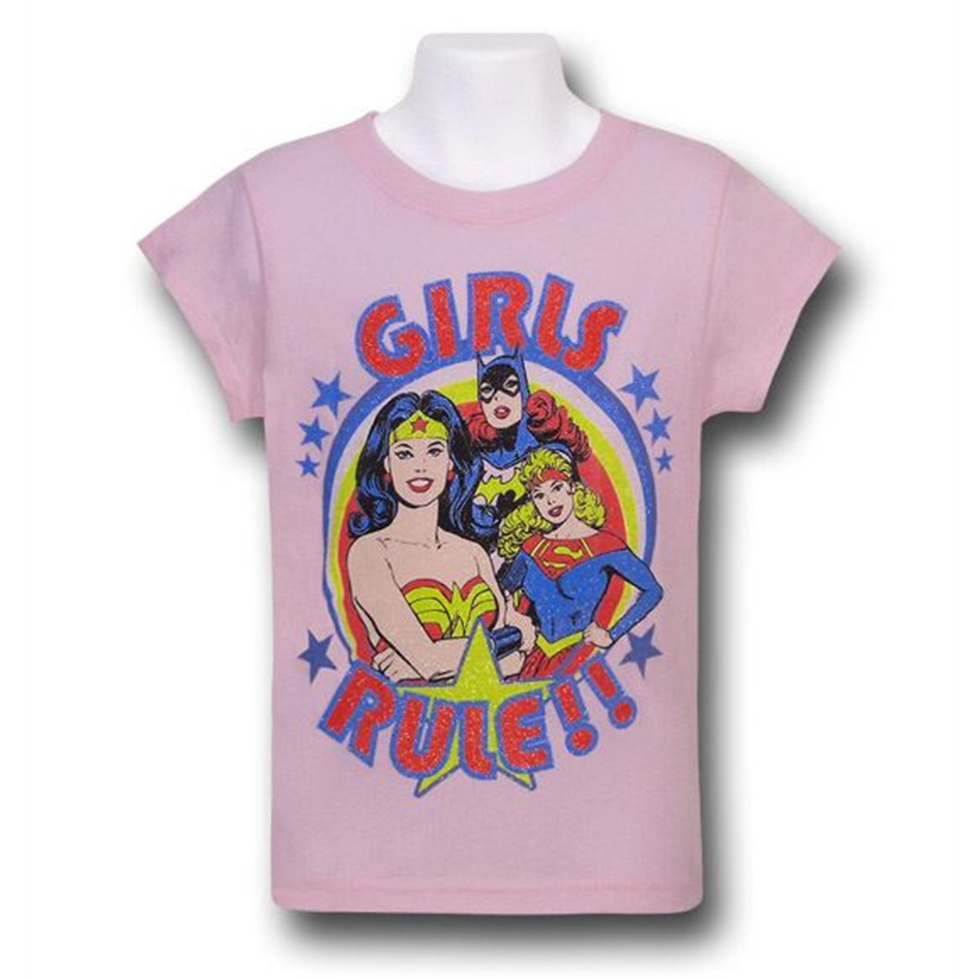 DC Girls Rule Kids Pink Glitter T-Shirt, Pink