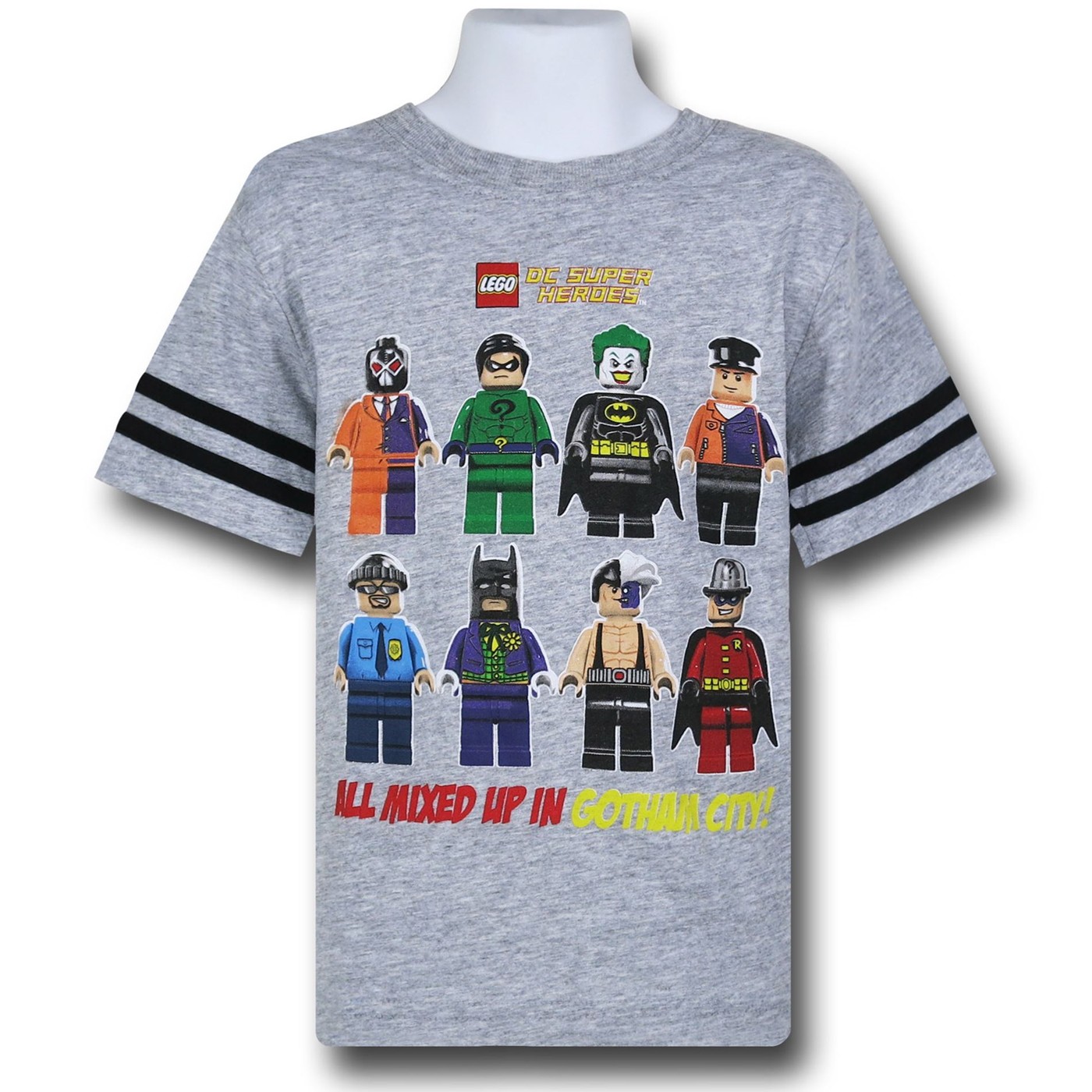 DC Lego Character Mix-Up Kids Athletic T-Shirt, Grey