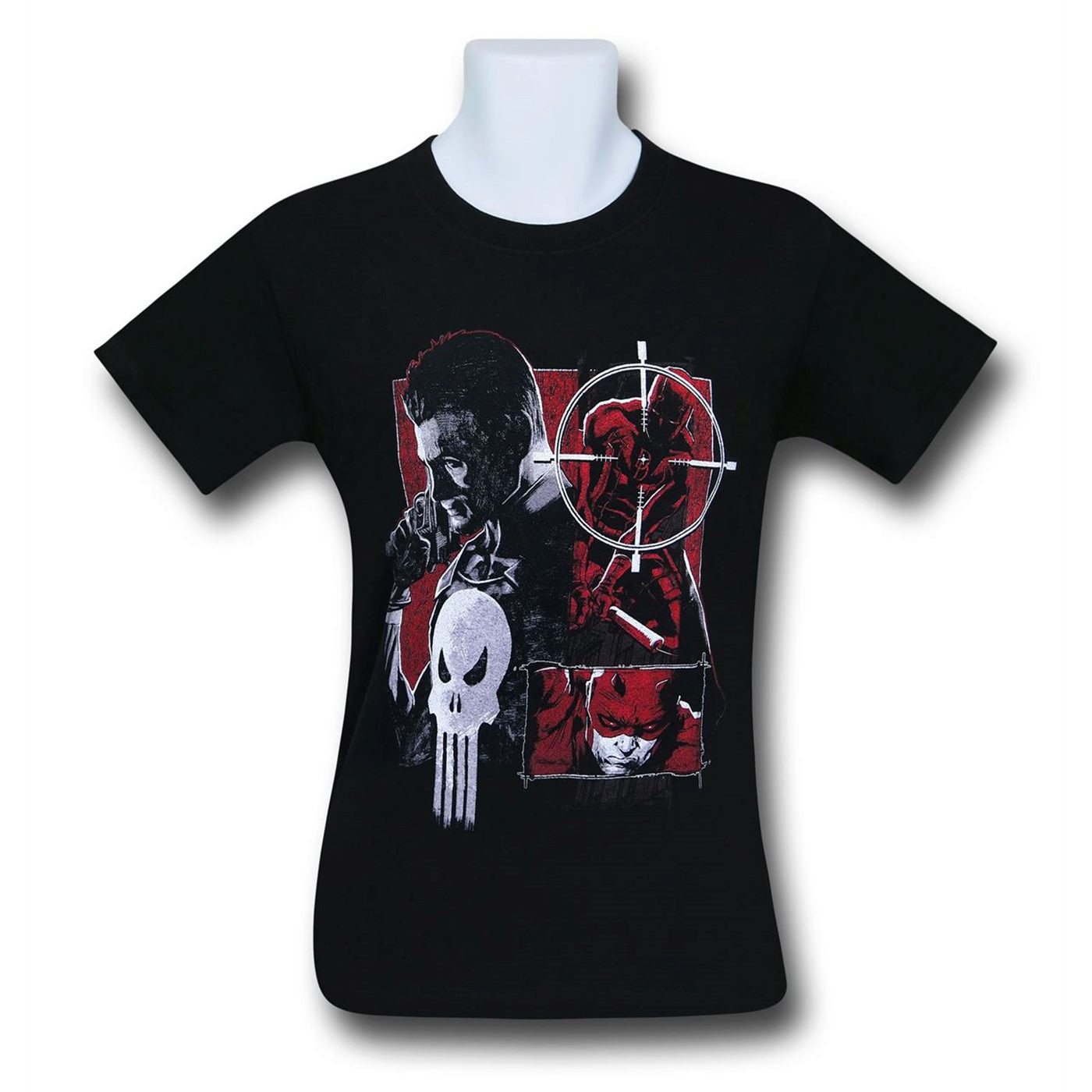 Daredevil Vs Punisher Square Off Men's T-Shirt, Black