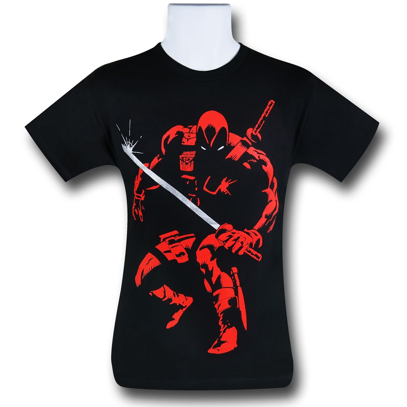 Deadpool Red Outline T-Shirt, Black