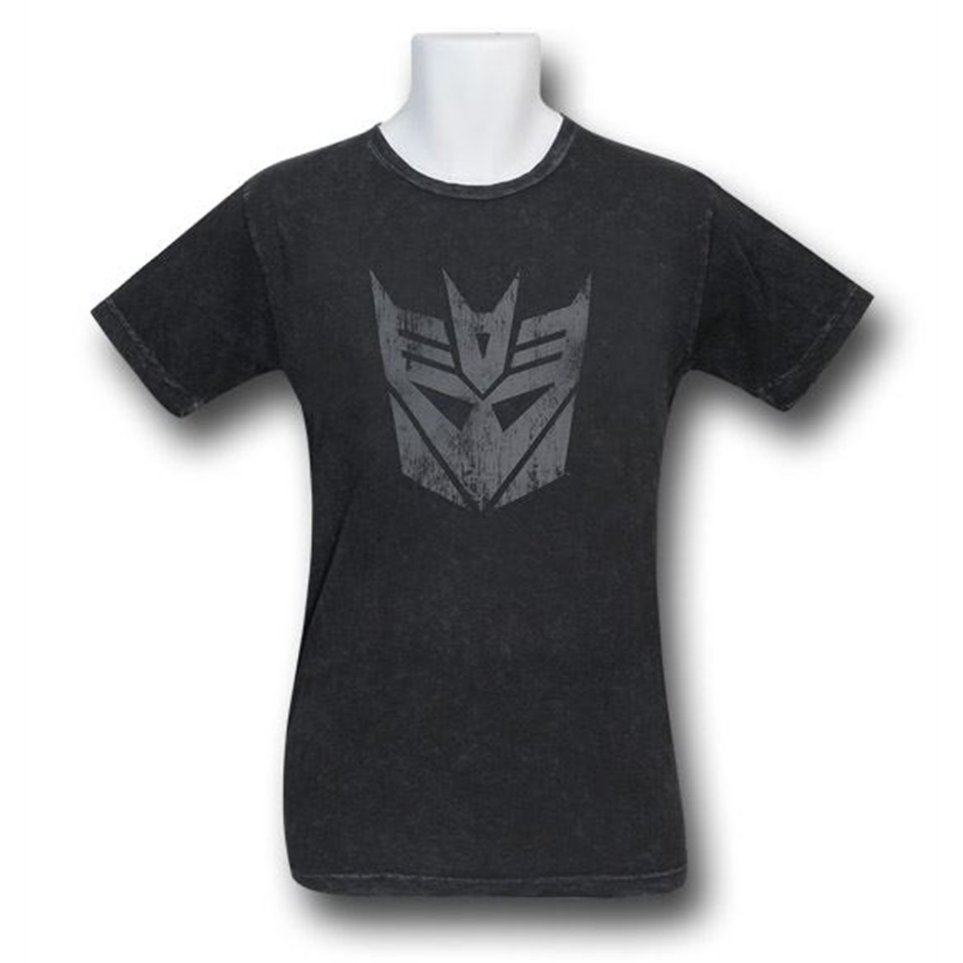 Decepticon Distressed Symbol Acid Wash T-Shirt, Black