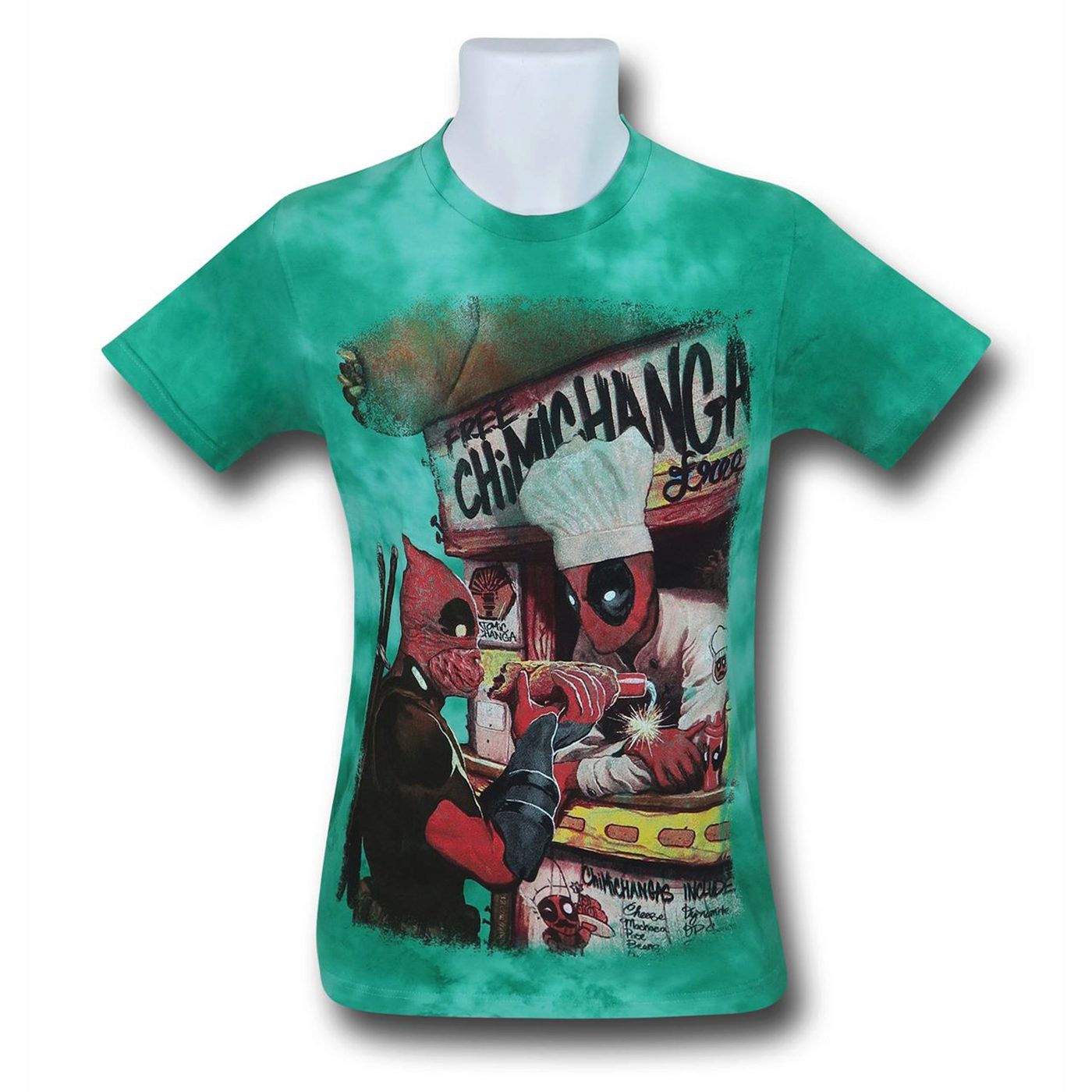 Deadpool Chimichangerous Men's Tie Dye T-Shirt, Green