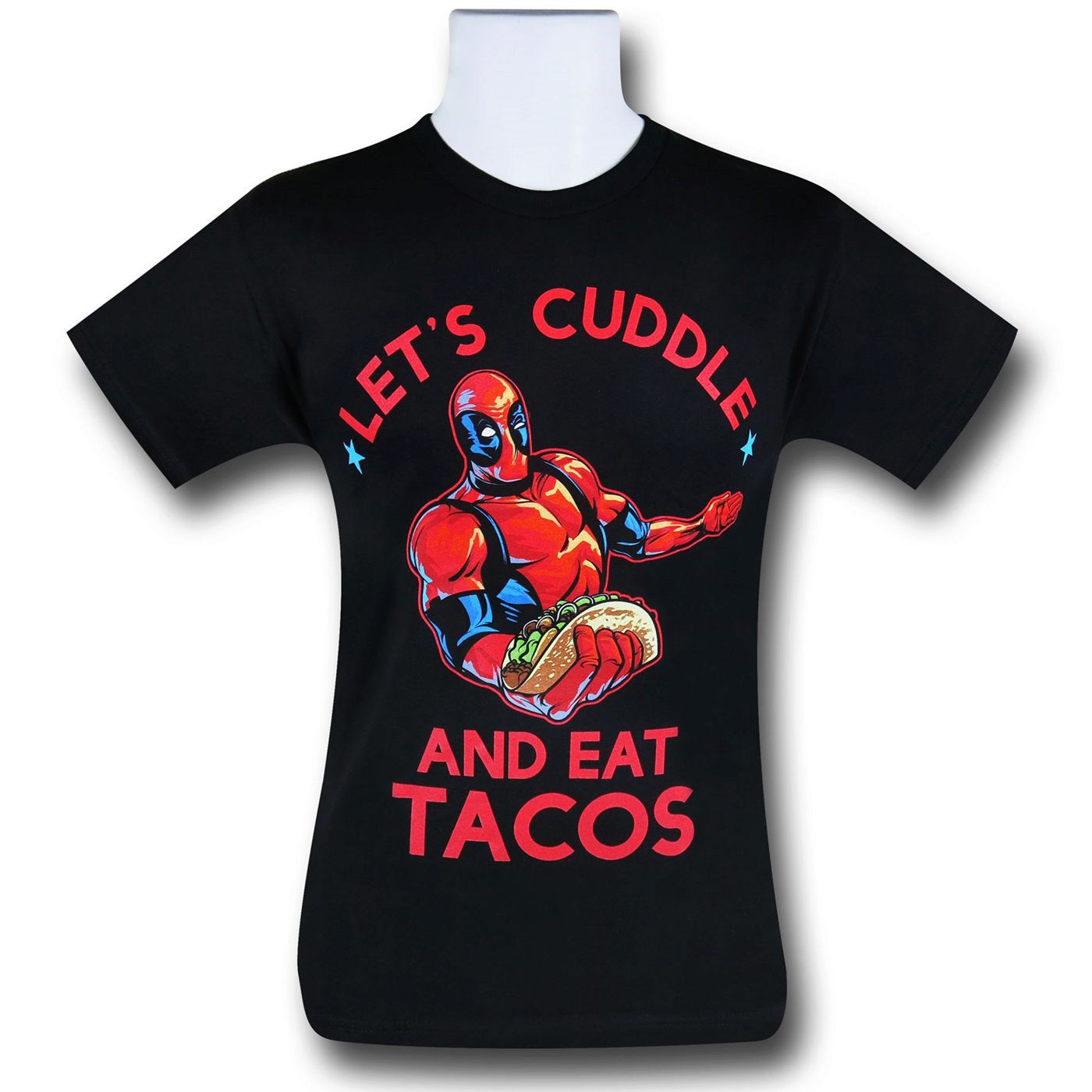 Deadpool Cuddle & Eat Tacos T-Shirt, Black