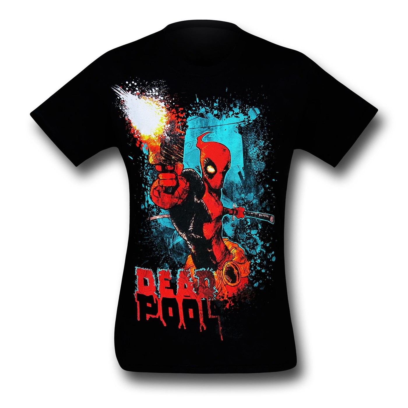 Deadpool Gun Blast Black 30 Single T-Shirt, Black