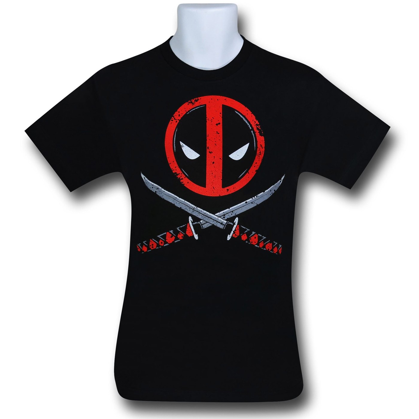 Deadpool Mask & Crossed Swords T-Shirt, Black