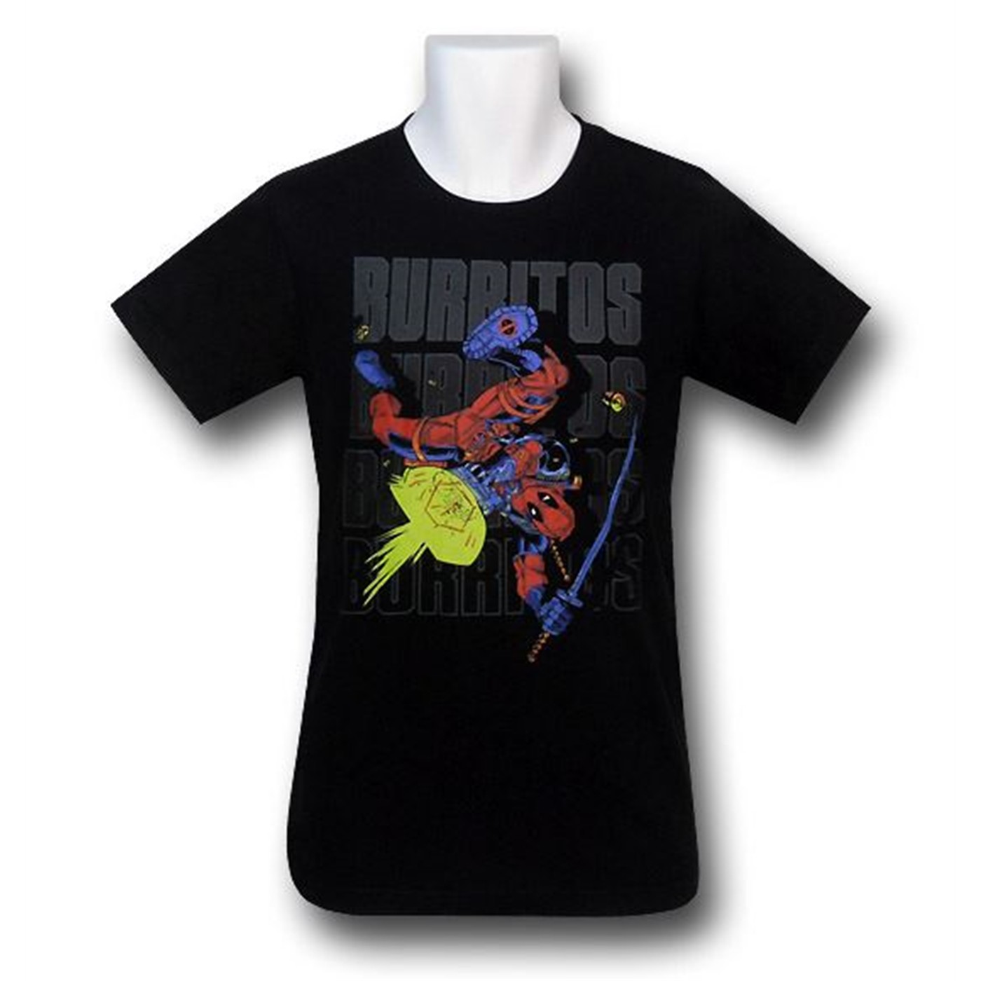 Deadpool Burritos Black 30 Single T-Shirt, Black