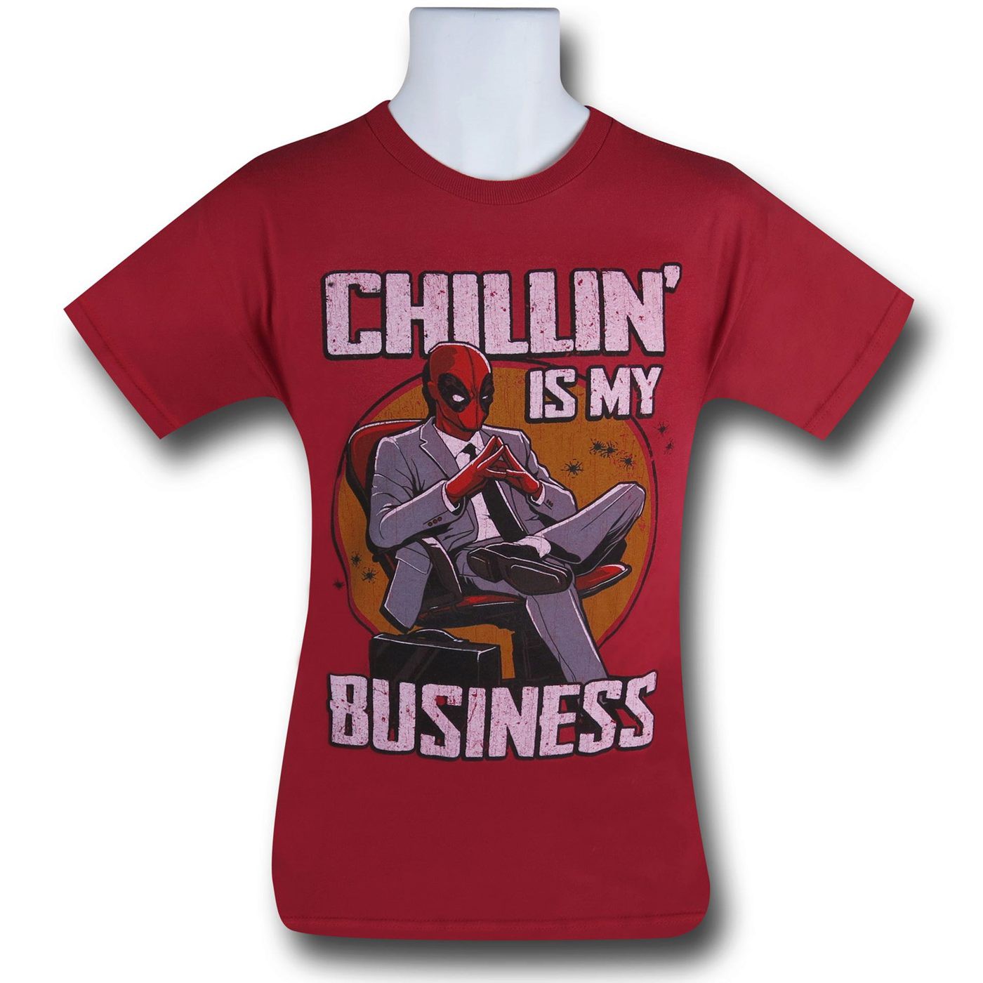 Deadpool Chillin' Is My Business Men's T-Shirt, Red