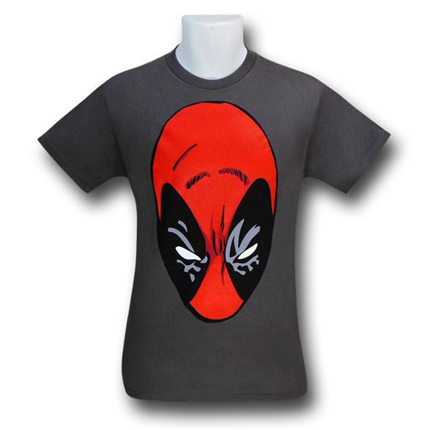 Deadpool Focused Head on Charcoal T-Shirt, Grey