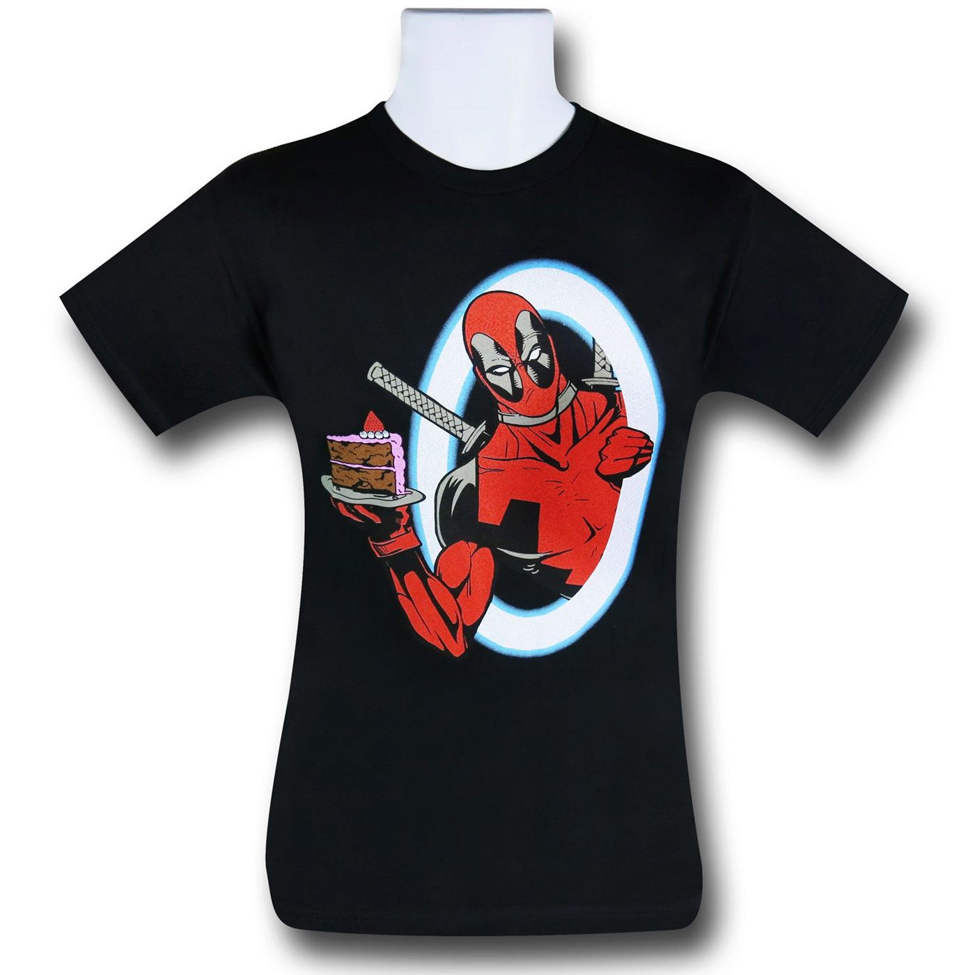 Deadpool Portal Piece of Cake 30 Single T-Shirt, Black