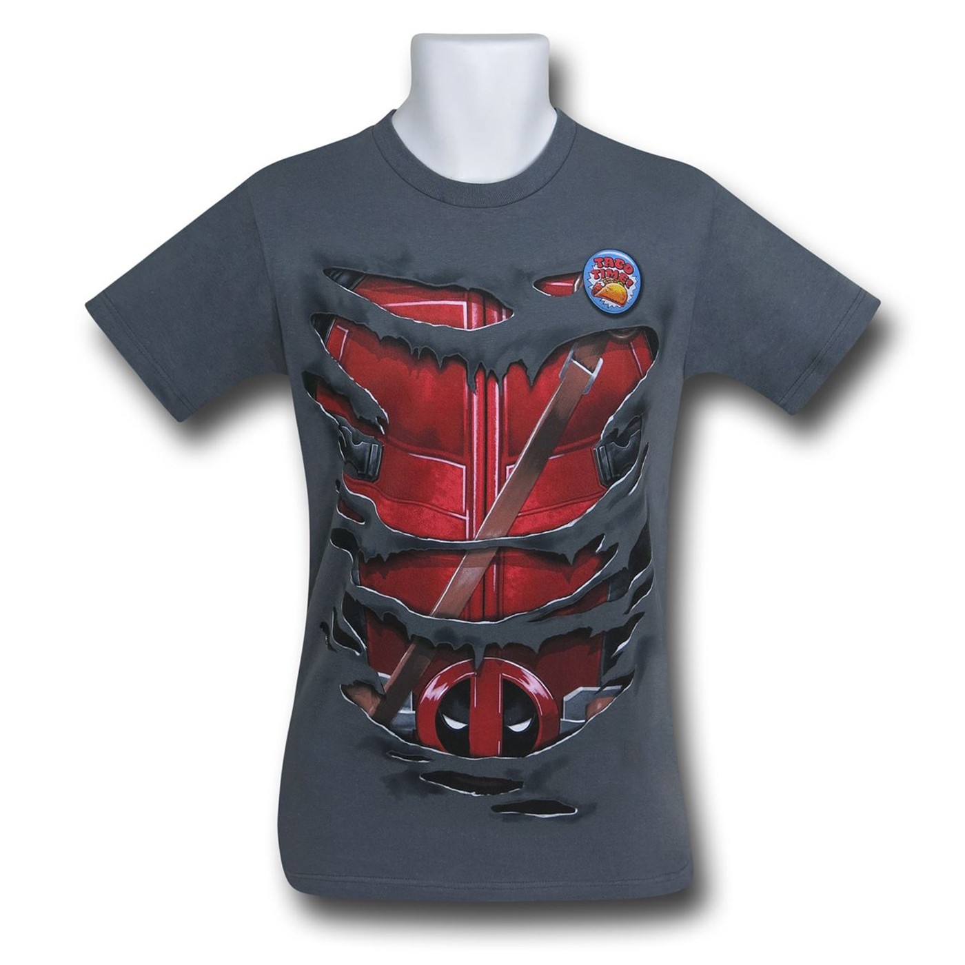Deadpool Ripped Costume T-Shirt, Grey
