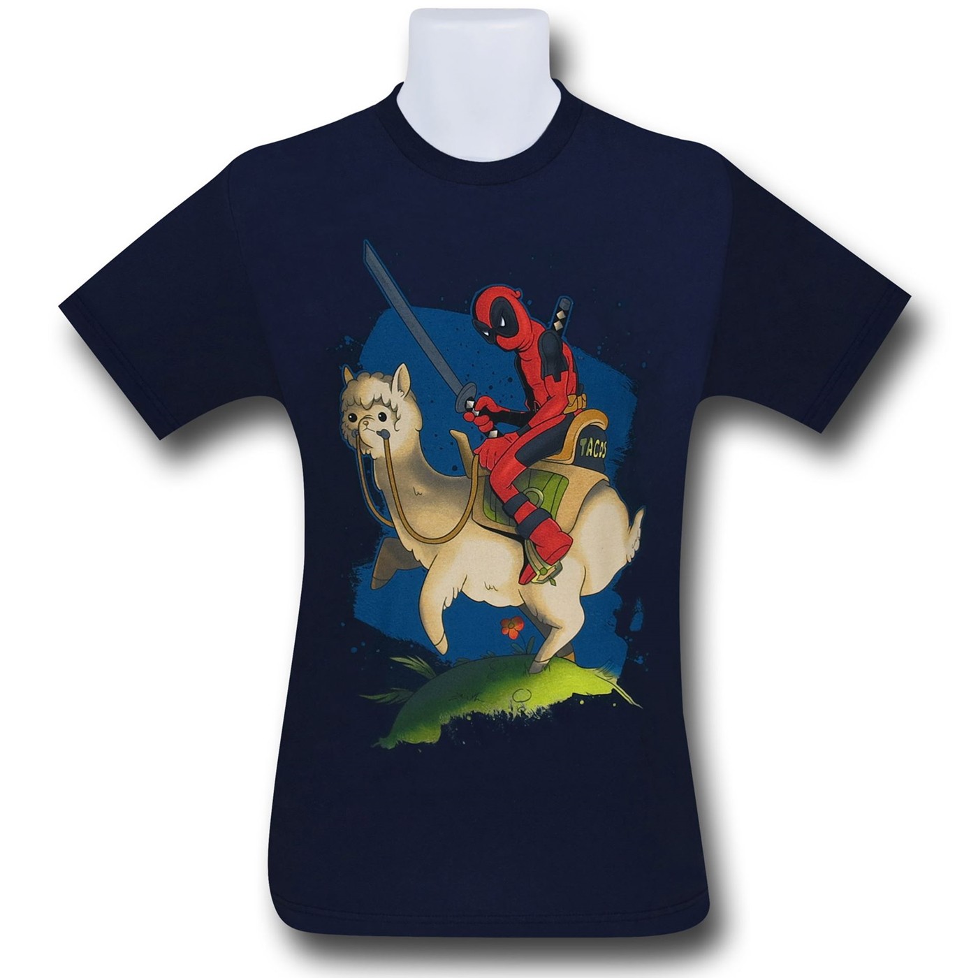 Deadpool Retro Ride 30 Single T-Shirt, Blue
