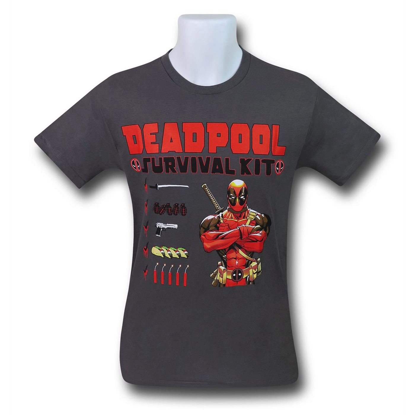 Deadpool Survival Kit Men's T-Shirt, Grey