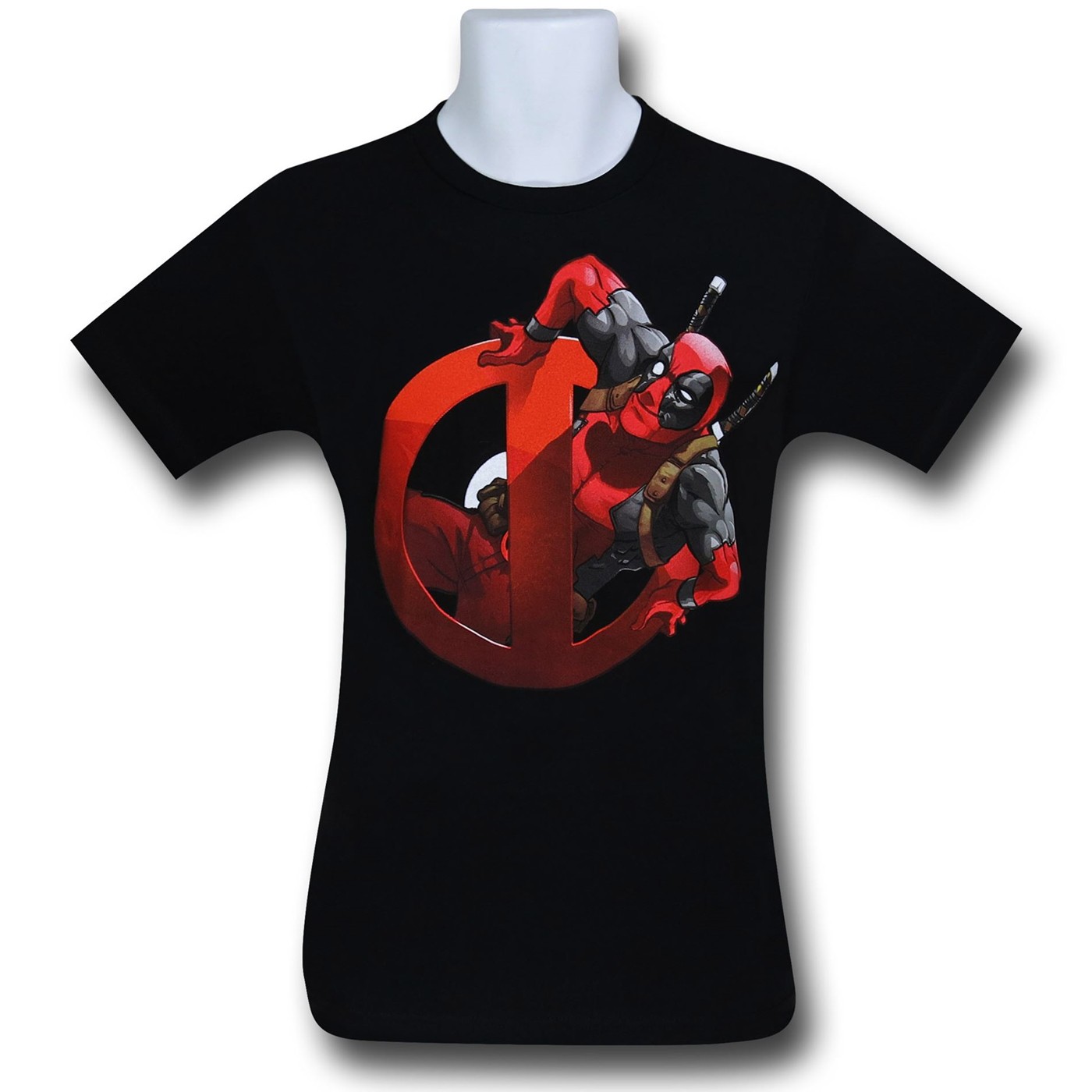 Deadpool Through Symbol 30 Single T-Shirt, Black