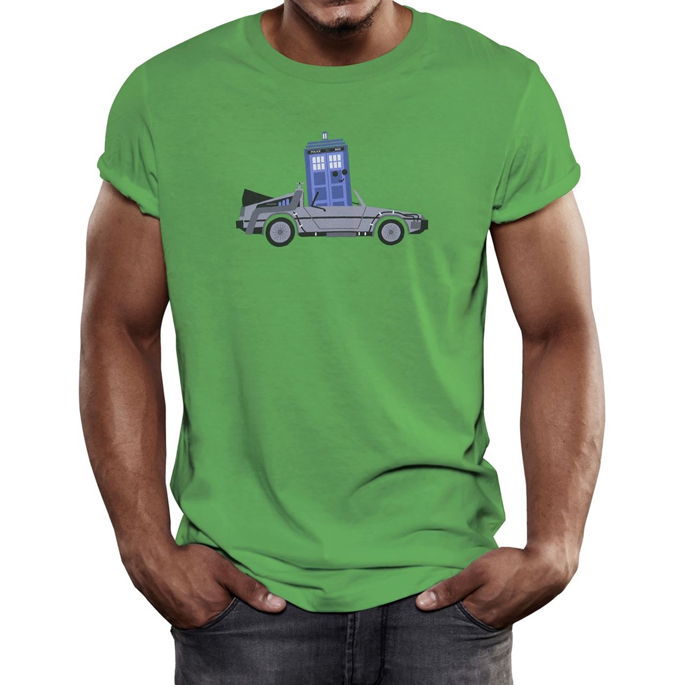 DeLorean Police Box T-Shirt, Green
