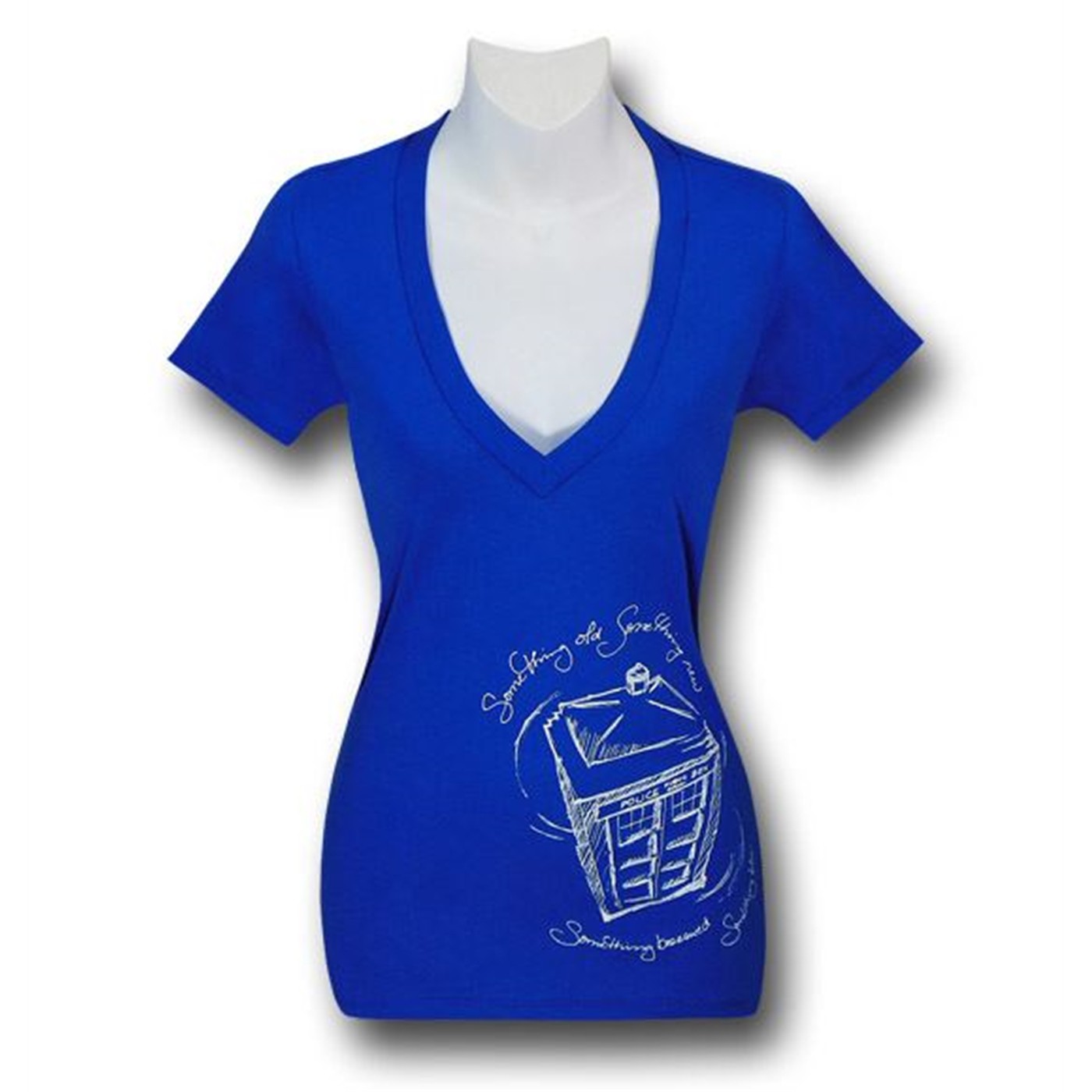 Doctor Who Something Blue V-Neck Women's T-Shirt, Blue