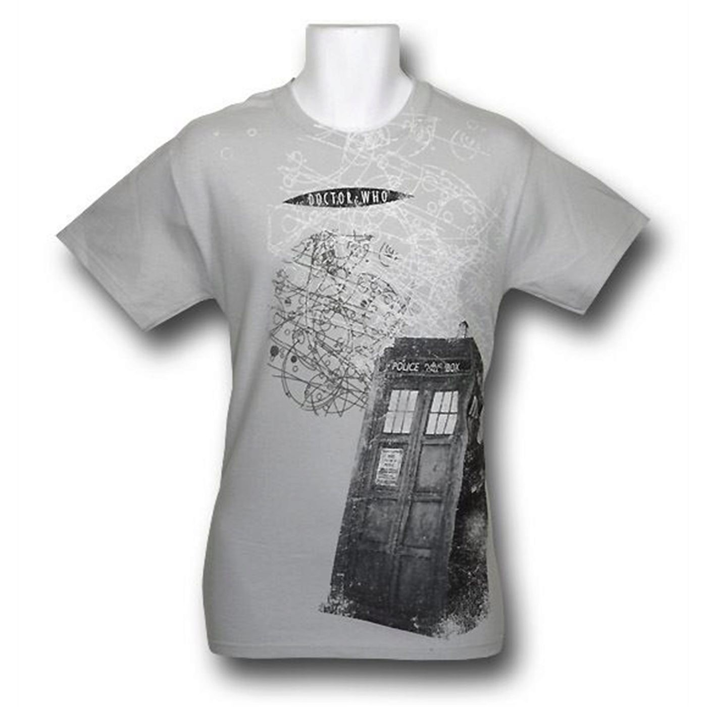 Dr. Who Distressed Tardis Maelstrom T-Shirt, Grey