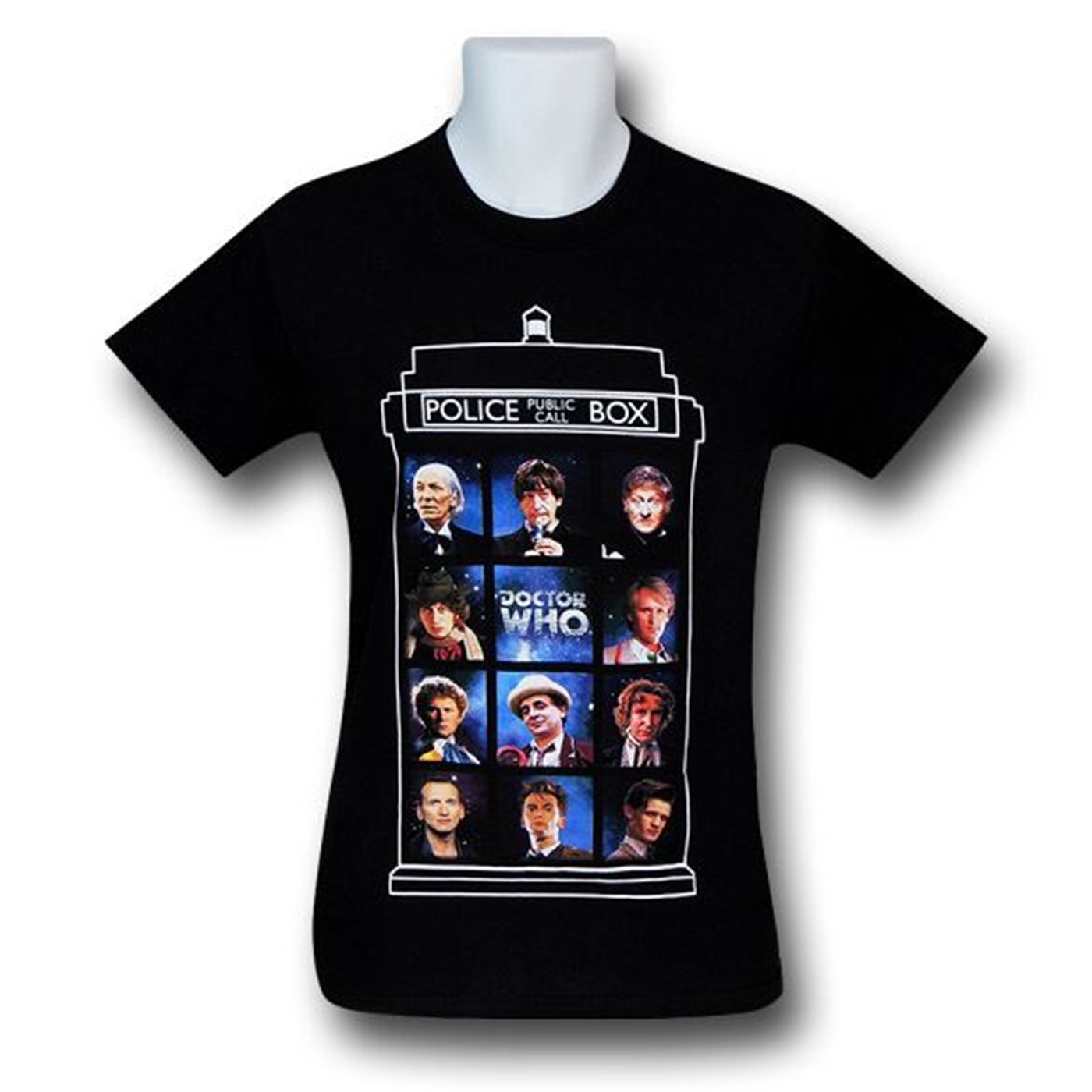 Doctor Who Doctors in the Tardis T-Shirt, Black