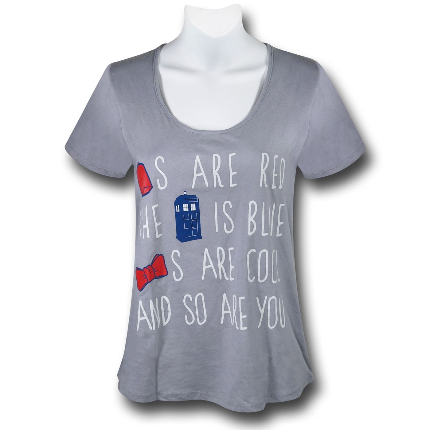 Dr. Who Fezzes Are Red Women's T-Shirt, Grey