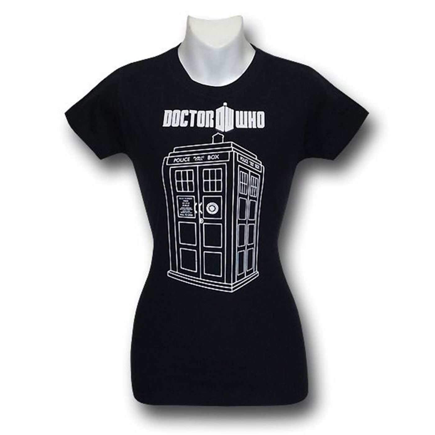 Doctor Who Women's Tardis Outline T-Shirt, Blue