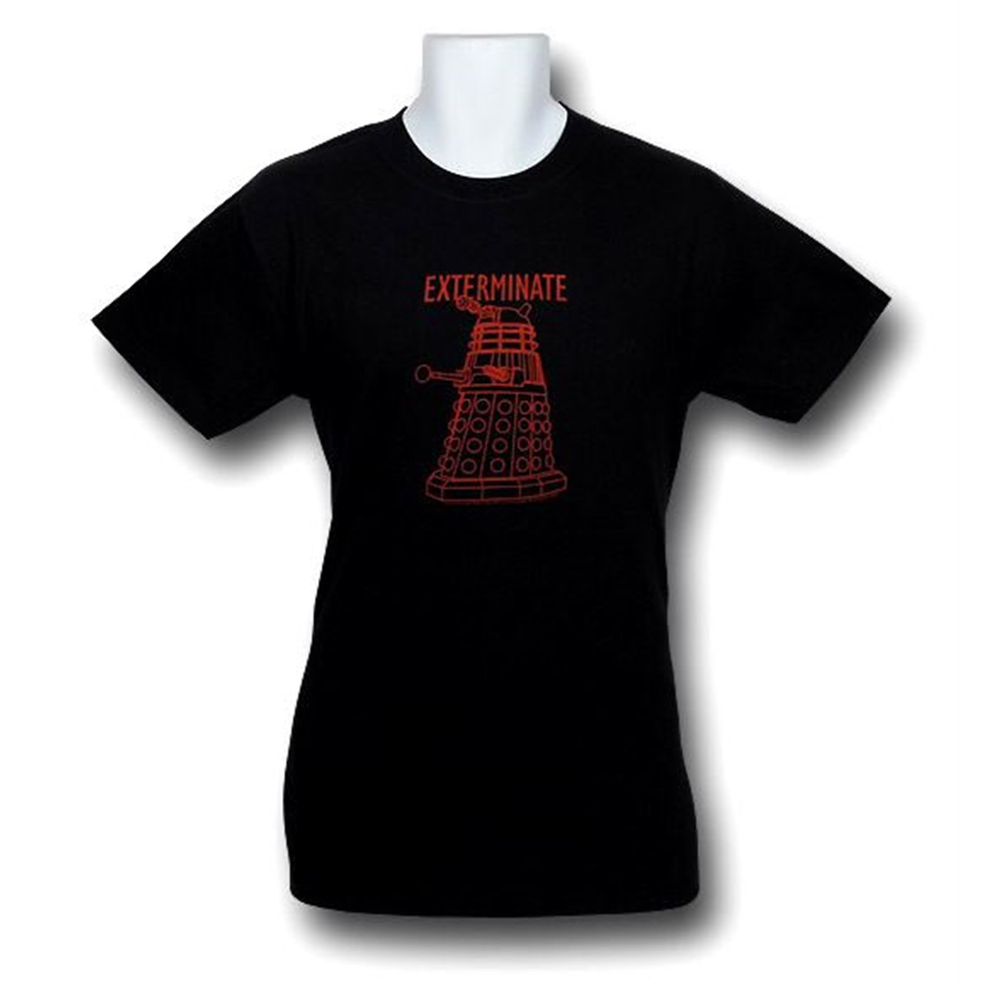 Dr. Who Dalek Red Linear T-Shirt, Black