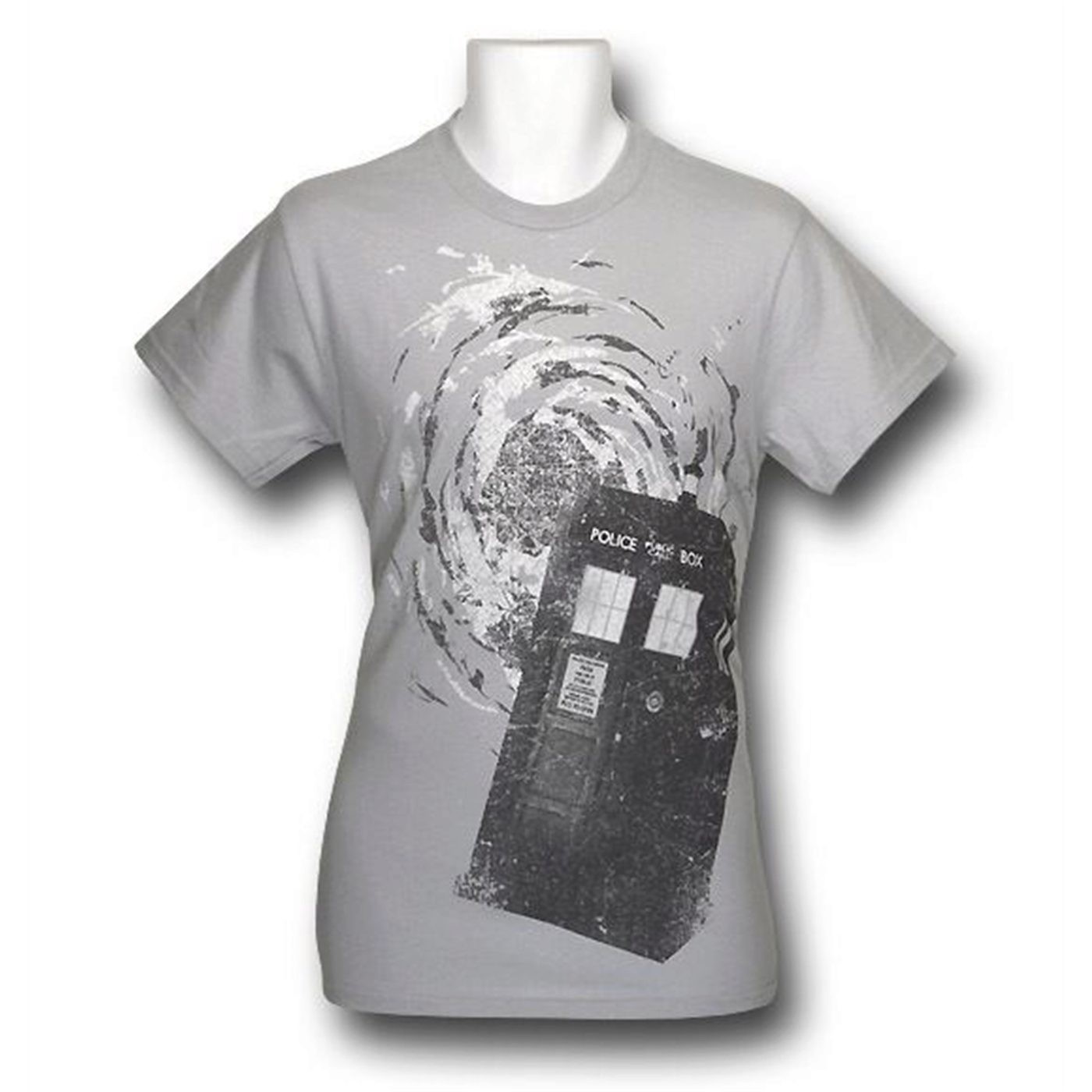 Dr. Who Tardis Temporal Vortex Gray T-Shirt, Grey