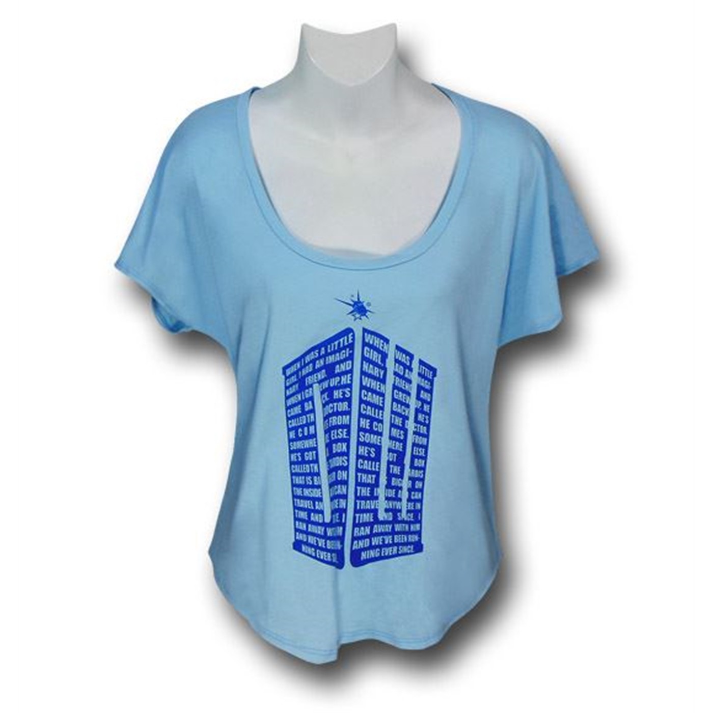 Doctor Who Tardis Text Dolman Women's T-Shirt, Blue