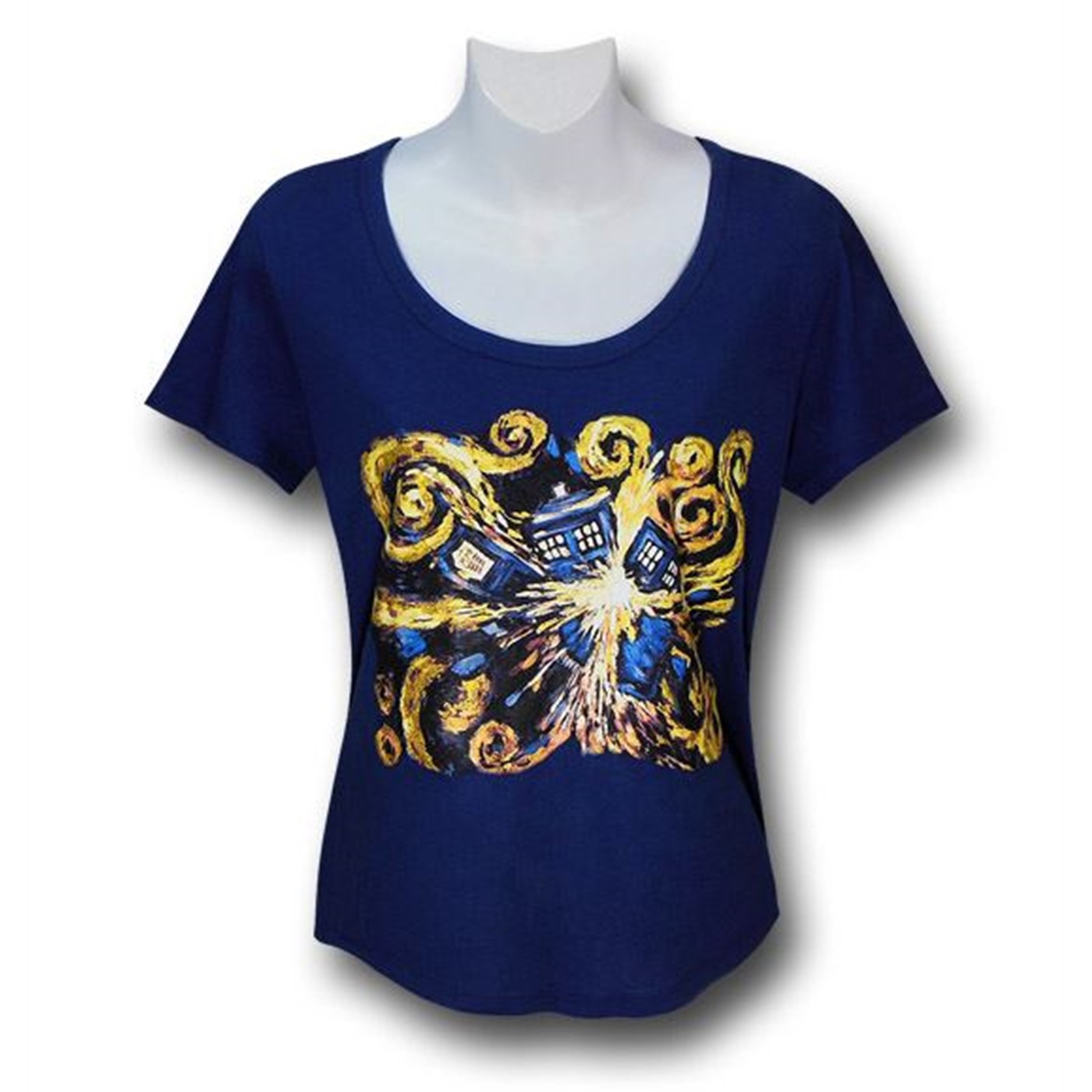 Doctor Who Van Gogh Scoop Neck Women's T-Shirt, Blue