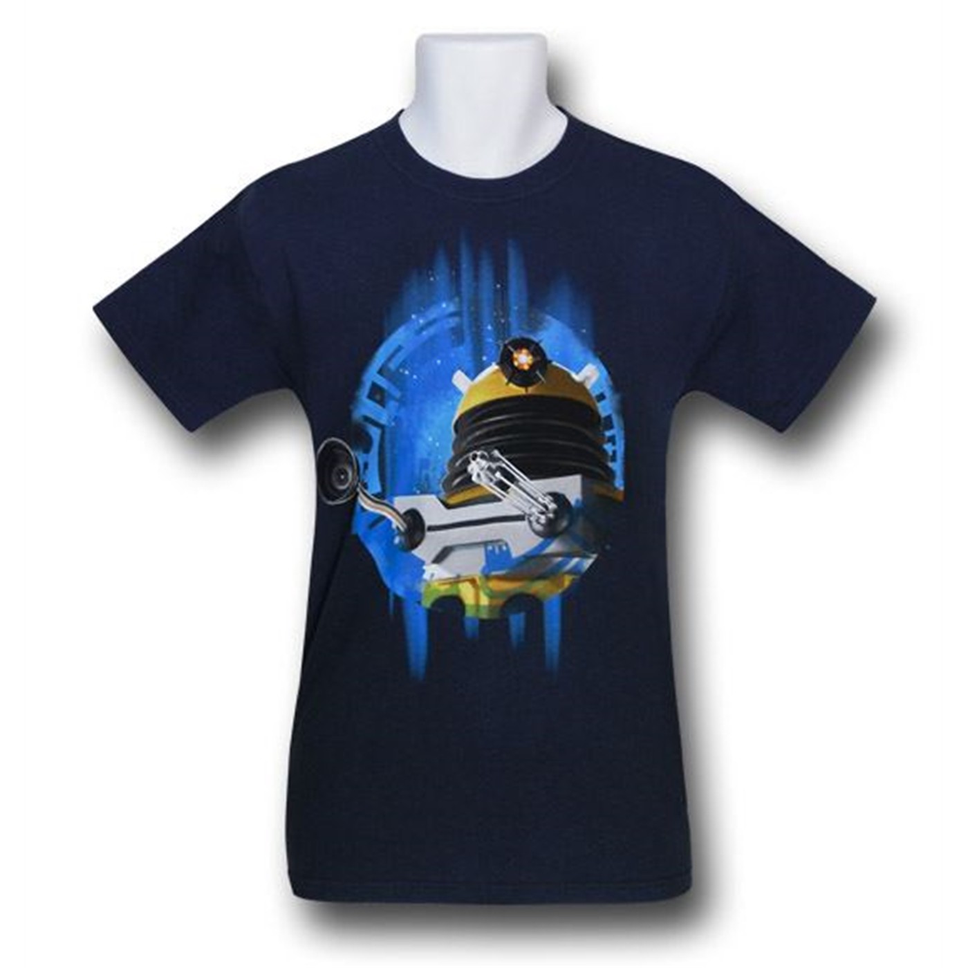 Dr. Who Yellow Dalek Navy Blue T-Shirt, Blue