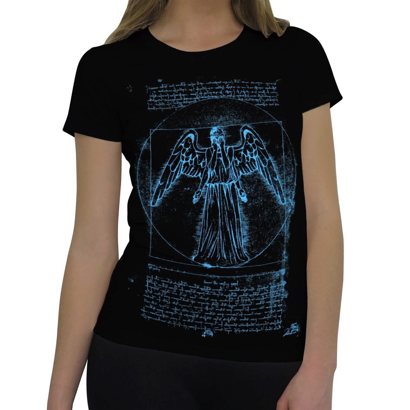 Dr. Who Vitruvian Angel Women's T-Shirt, Blue