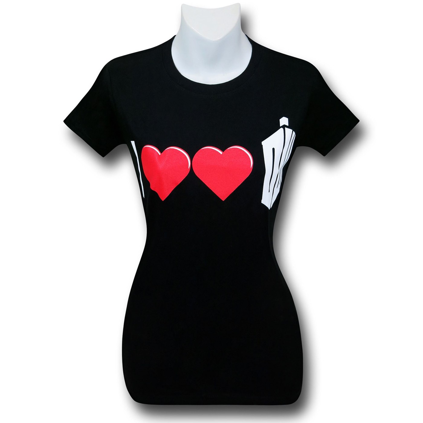 I Double Heart Doctor Who Women's T-Shirt, Black
