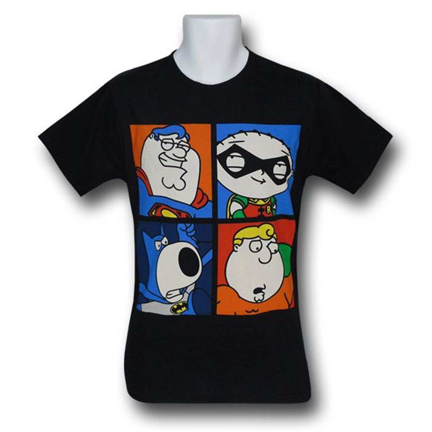 Family Guy Superhero Boxes T-Shirt, Black