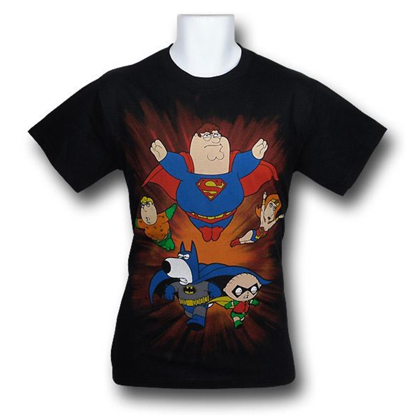 Family Guy DC Superheroes T-Shirt, Black