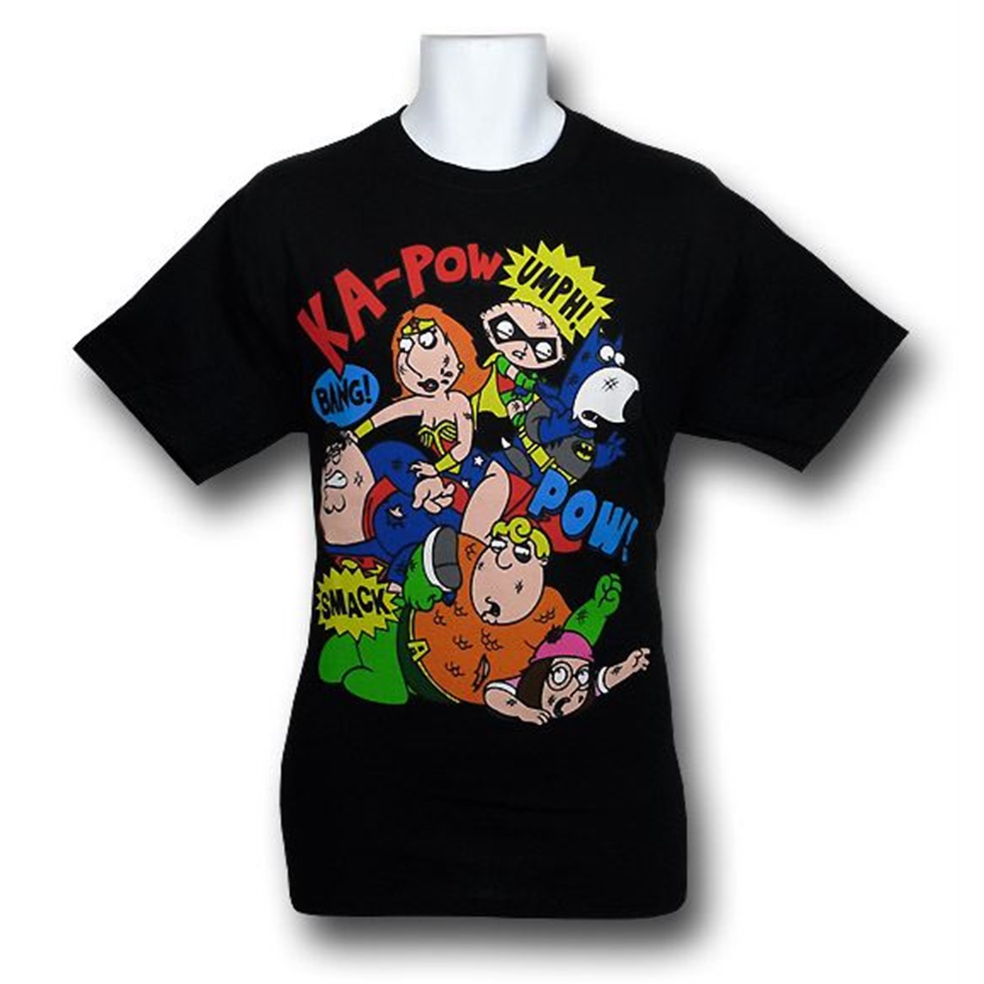 Family Guy Superhero Fight T-Shirt, Black
