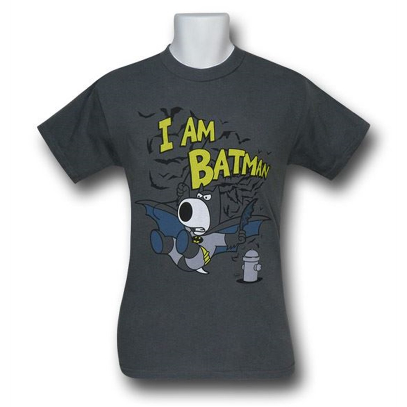 Family Guy Brian I Am Batman T-Shirt, Grey