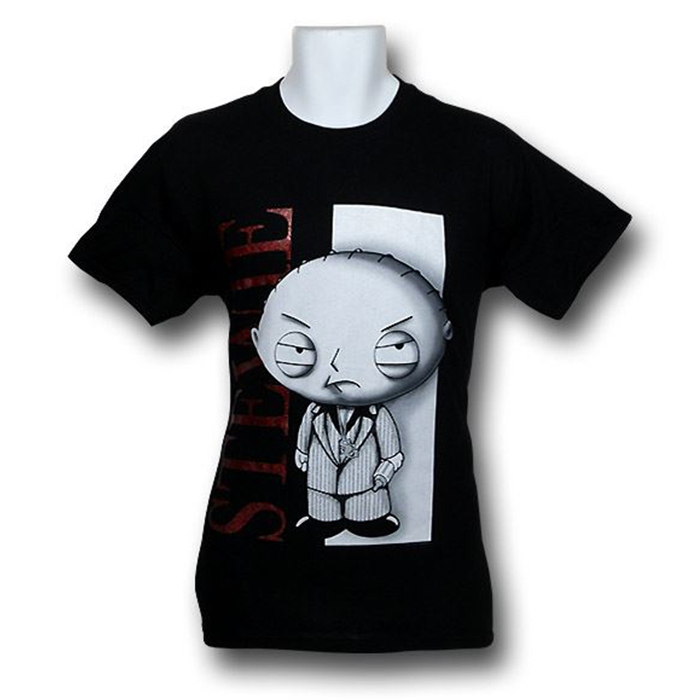 Family Guy Stewie Gangster T- Shirt, Black