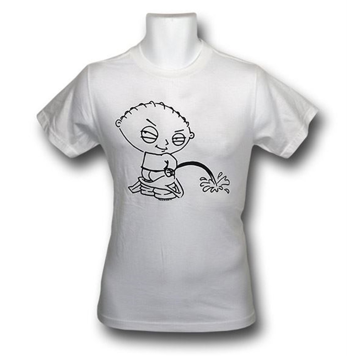 Family Guy Stewie Peeing (30 Single) T-Shirt, White