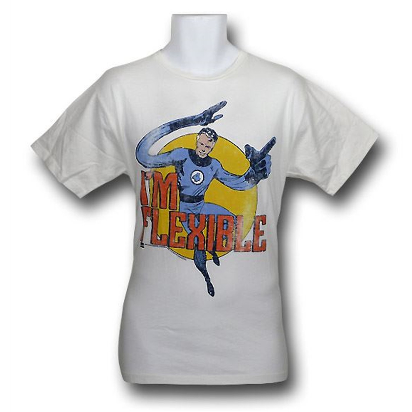Mr. Fantastic I'm Flexible Junk Food T-Shirt, White