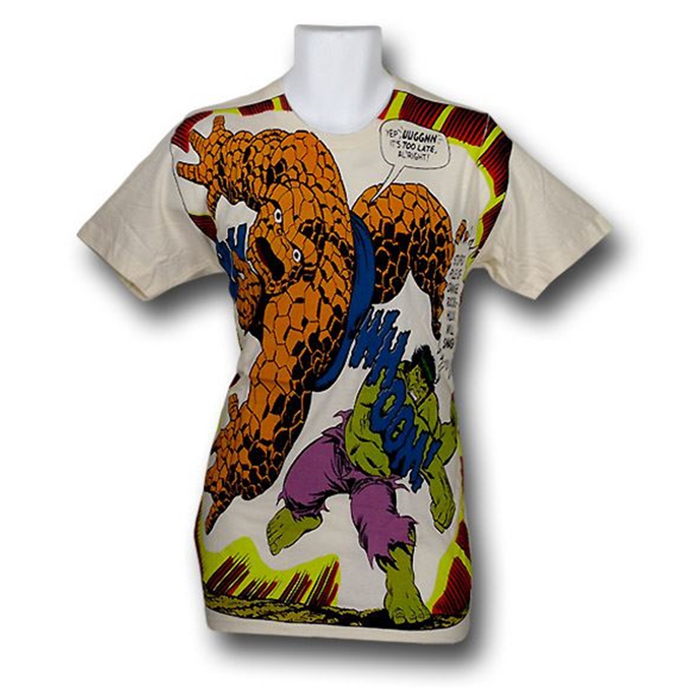 Thing vs Hulk Big Print (30 Single) T-Shirt, White