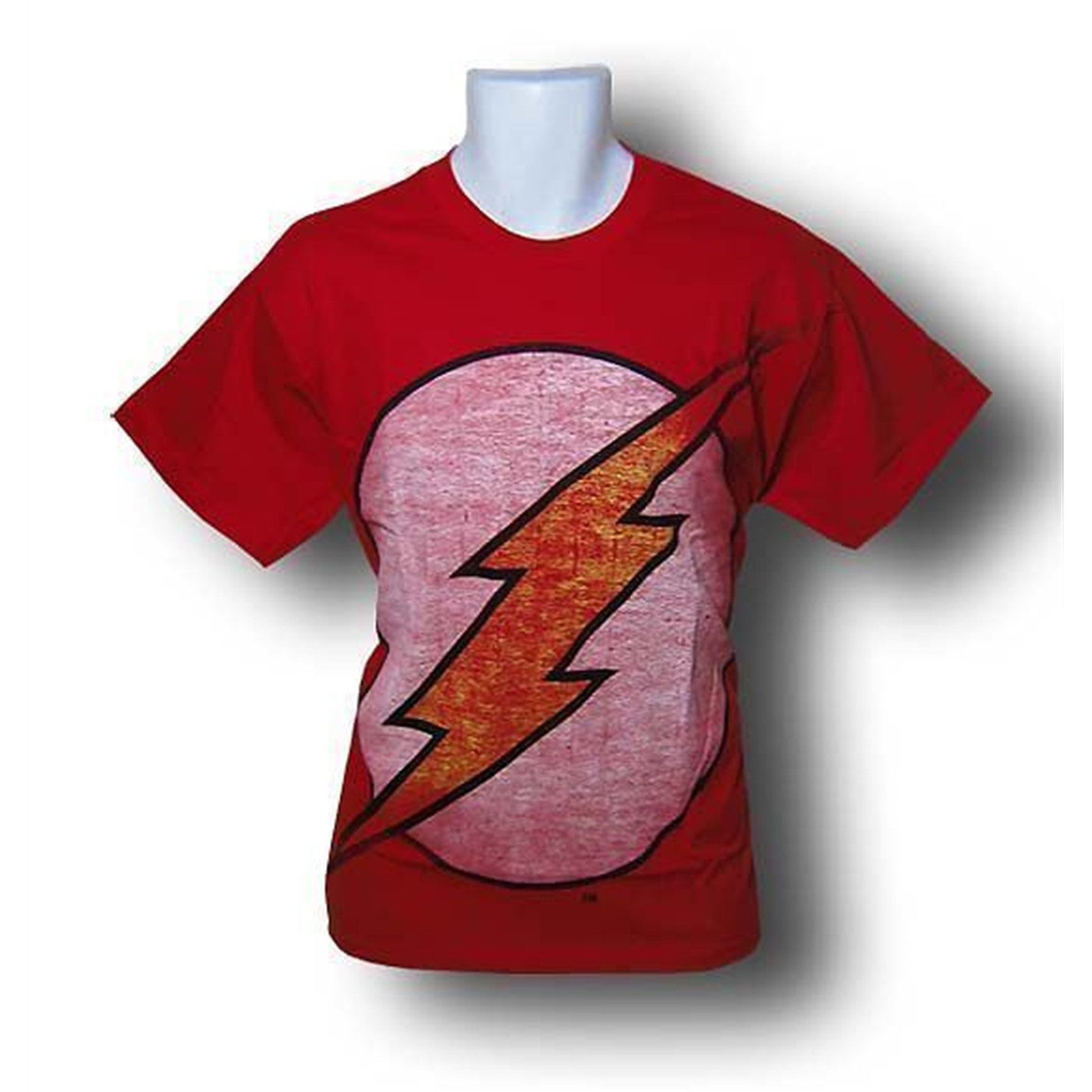 Flash Red Big Distressed Symbol T-Shirt, Red