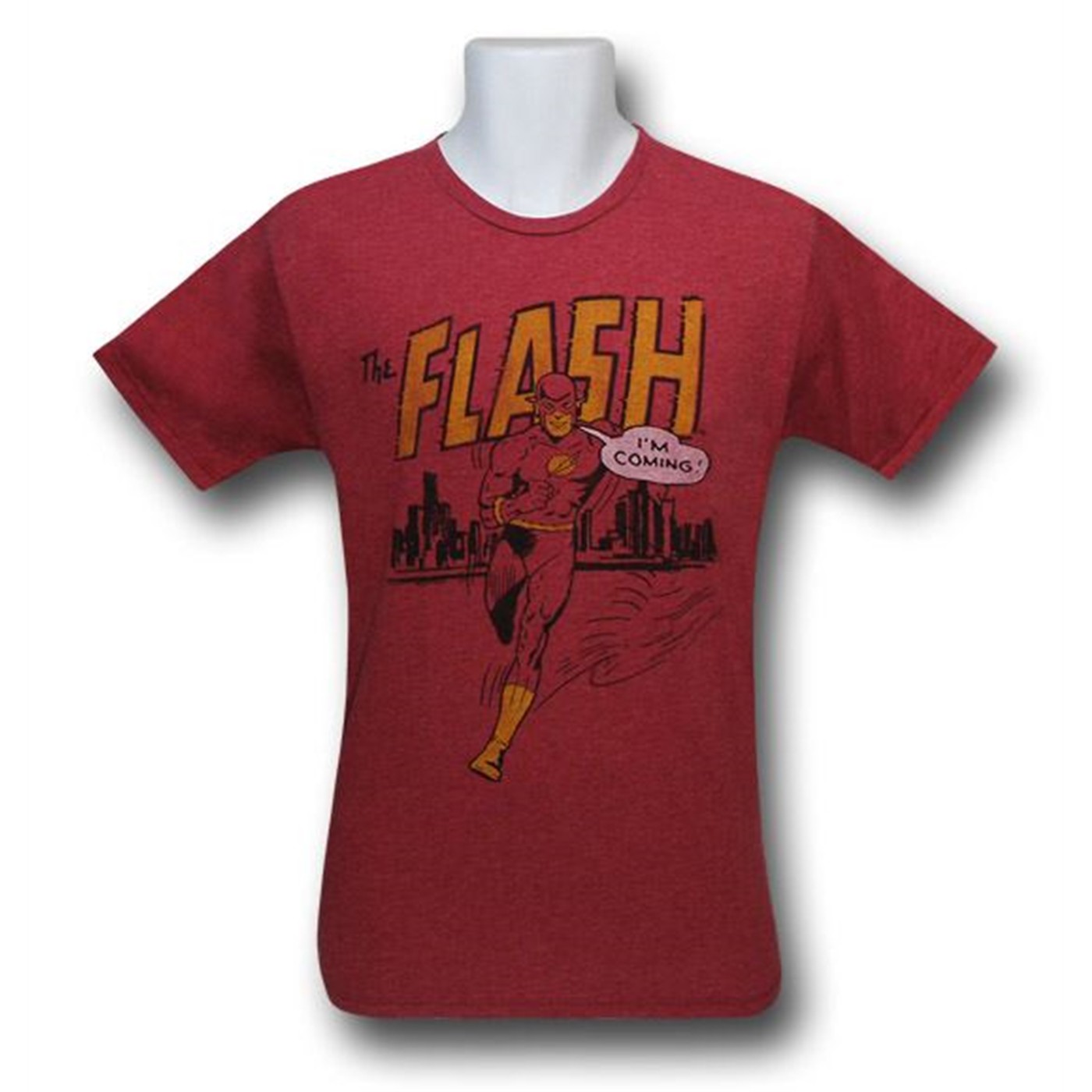 Flash 'I'm Coming!' Heather Red Junk Food T-Shirt, Red