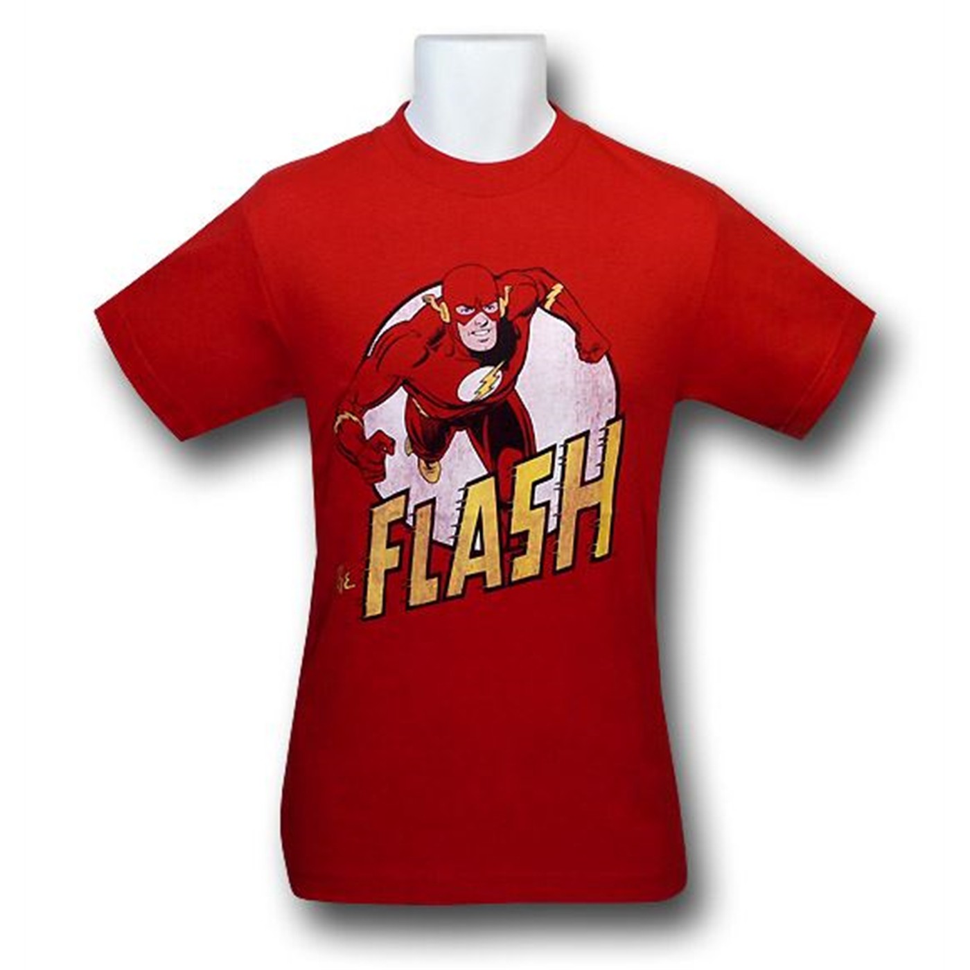 Flash Distressed Red Running Circle T-Shirt, Red