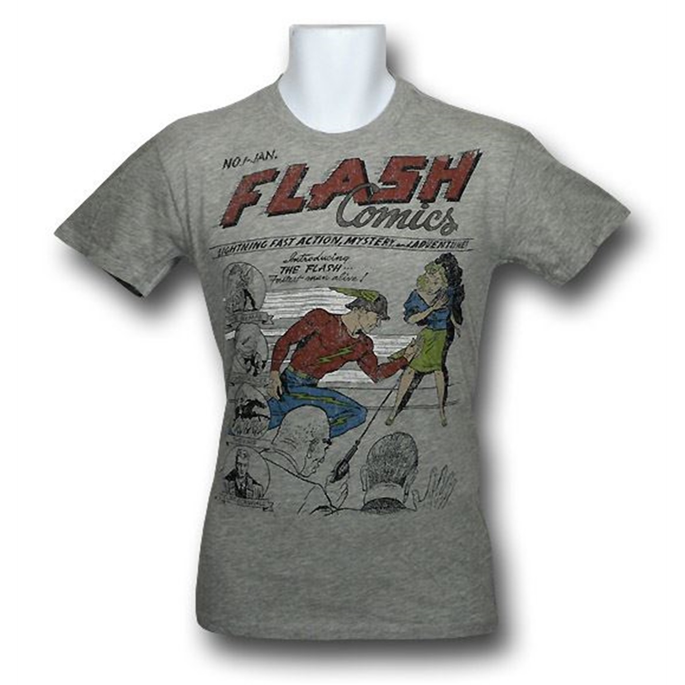 Flash Comics Heather Gray Trunk T-Shirt, Grey