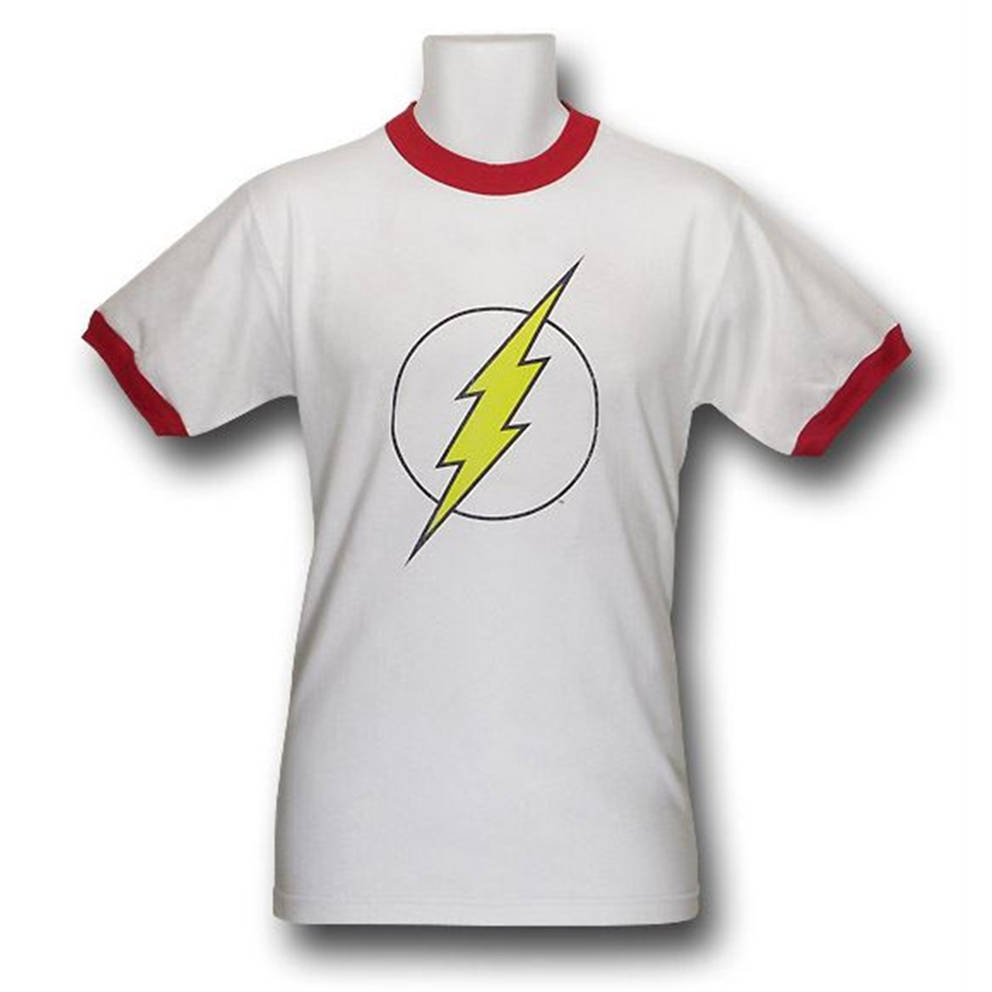 Flash Outline Symbol Ringer T-Shirt, White
