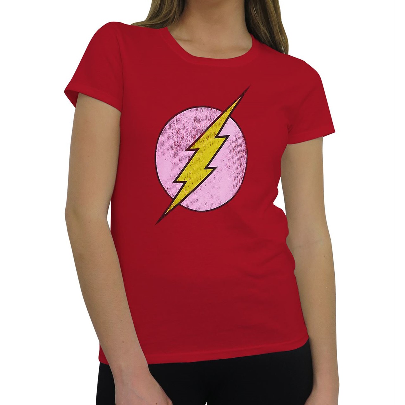 Flash Distressed Symbol Factory Second Women's T-Shirt, Red