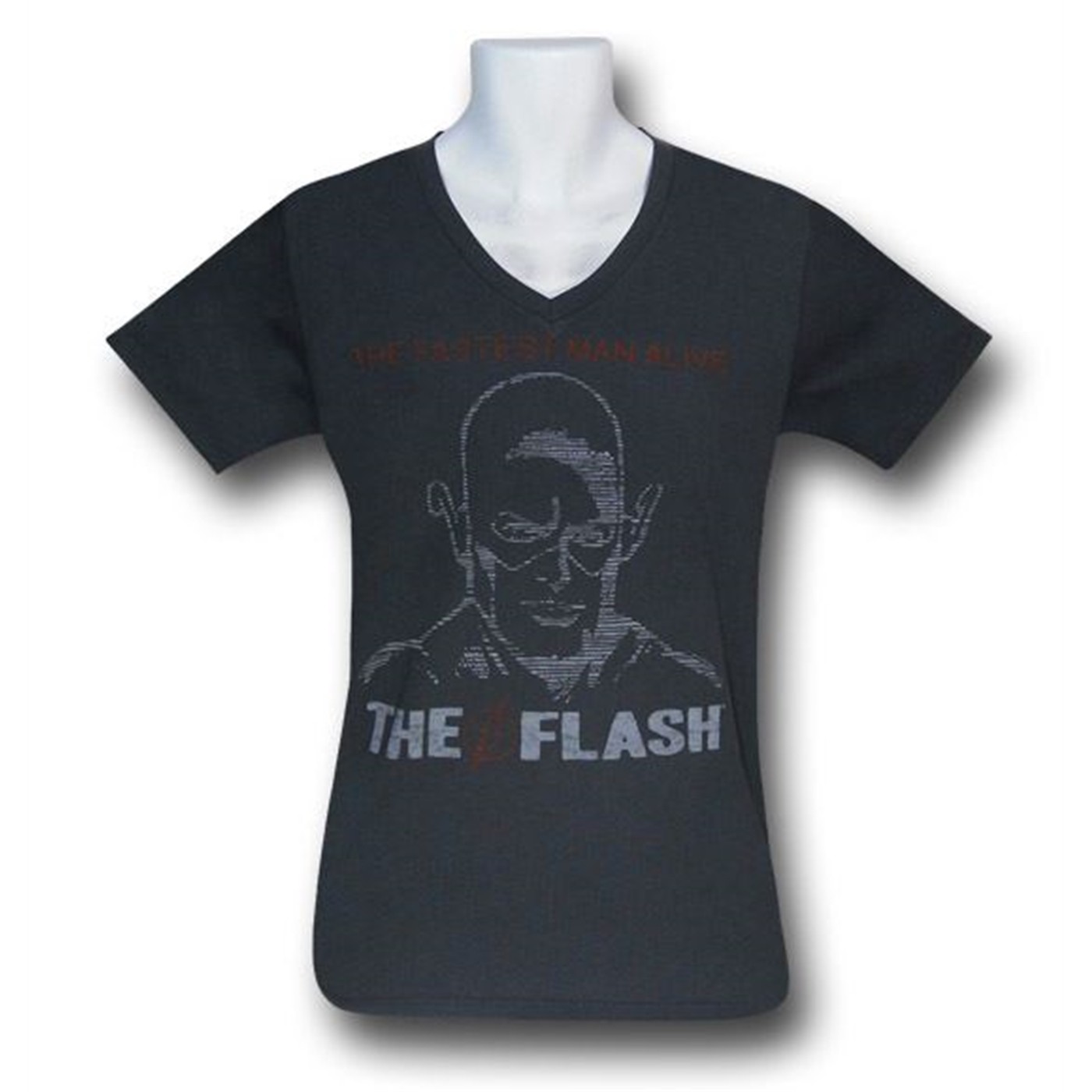 Flash Fastest Man Alive Sketch Junk Food V-Neck T-Shirt, Grey