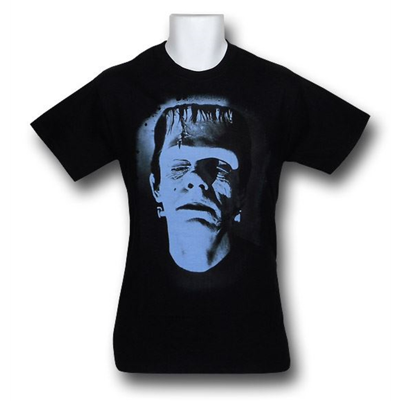 Frankenstein Big Blue Head Glow T-Shirt, Black